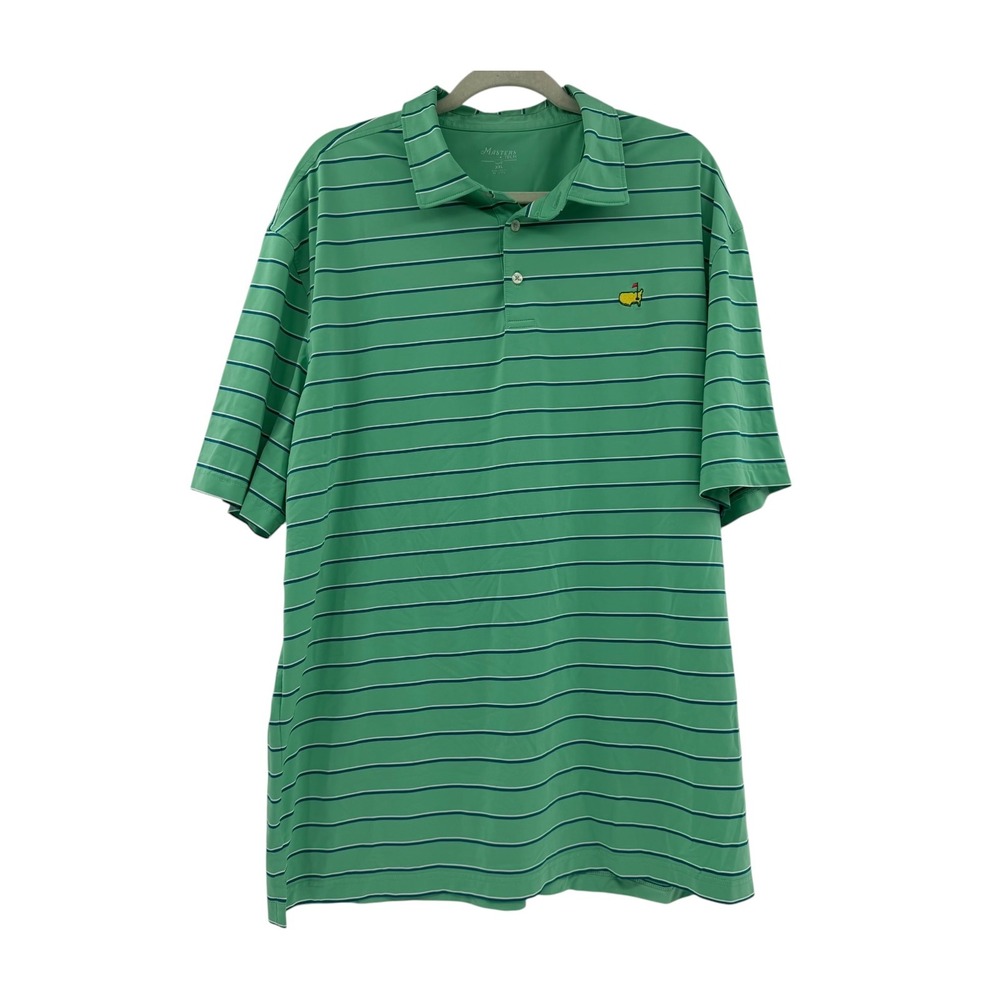 Masters Tech Mens Green Striped Golf Polo Shirt XXL RN 133979